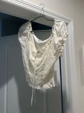 Ivory Lace Corset-Style Top